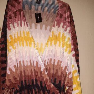 New Ashley Stewart plus-size Accordion Pleated Midi Dress